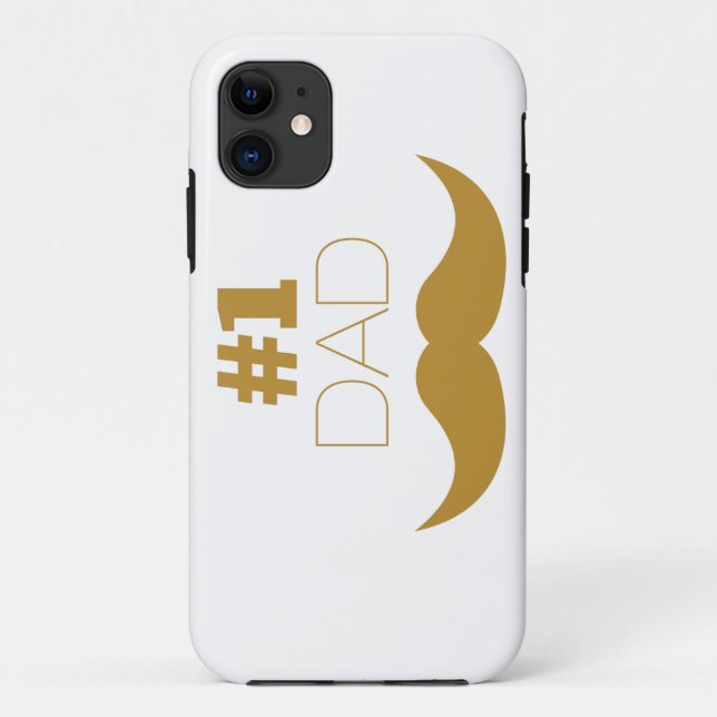 #1 Dad Gold Mustache - Number One Case-Mate iPhone Case (Back)