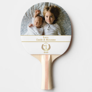 #1 Dad Gold Wreath Personalized Photo Ping Pong Paddle