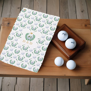 #1 Dad Golf Ball Pattern Custom Monogram Golf Dad Golf Towel