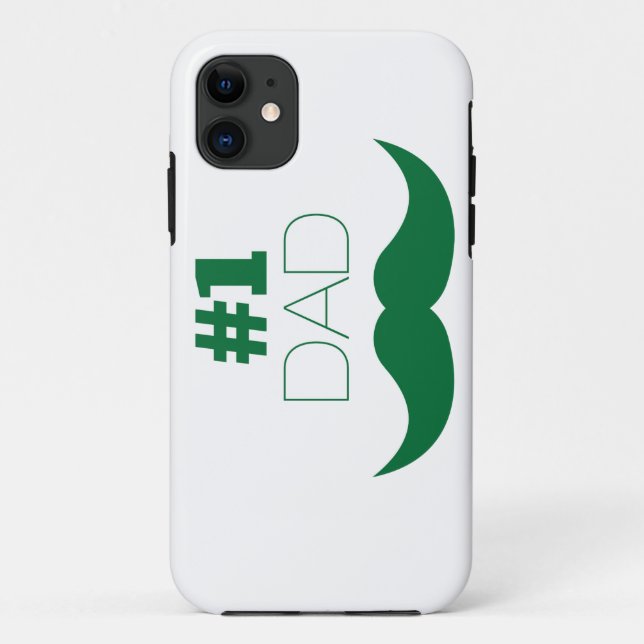 #1 Dad Green Mustache - Number One Case-Mate iPhone Case (Back)