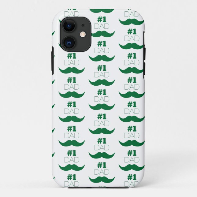 #1 Dad Green Mustache - Number One Case-Mate iPhone Case (Back)