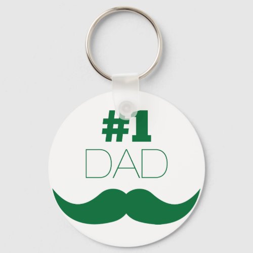 1 Dad Green Mustache _ Number One Keychain