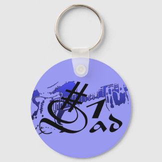 #1 Dad Guitar Blue Keychain