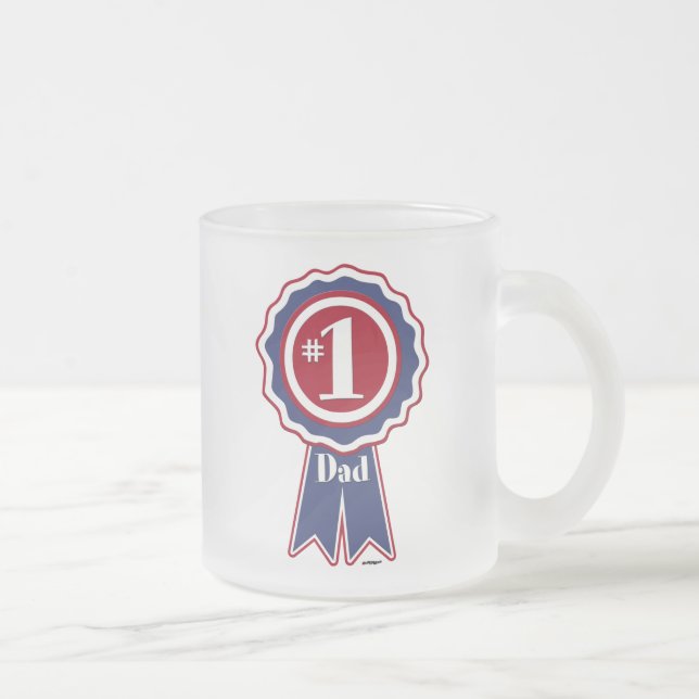 #1 Dad - Happy Father's Day Frosted Glass Coffee Mug (Right)