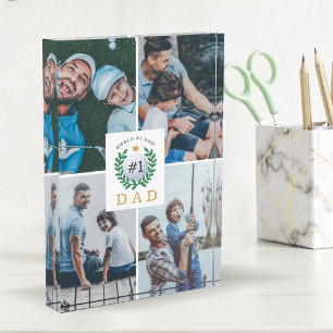 #1 Dad, Happy Fathers Day Golf Theme Photo Collage Block