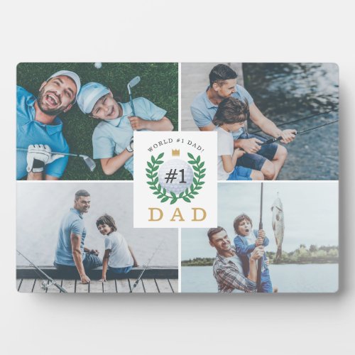 1 Dad Happy Fathers Day Golf Theme Photo Collage Plaque