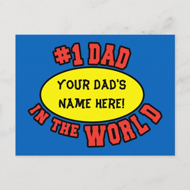 #1 Dad in the World Customize Father's Day Postcard (Front)