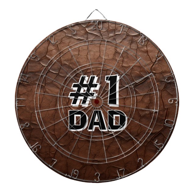 #1 Dad Leather-look Dart Board (Front)