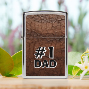#1 Dad Leather-look Zippo Lighter
