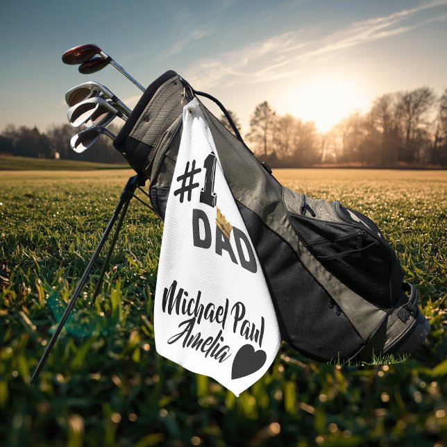 #1 Dad Love Personalized Golf Towel (Creator Uploaded)
