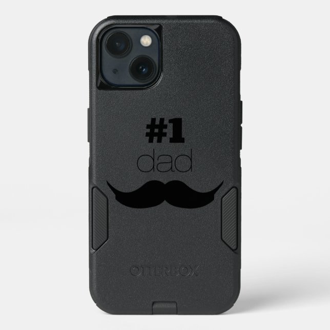 #1 Dad Number One - Black Mustache Otterbox iPhone Case (Back)