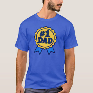 #1 Dad Number One Dad Blue Minimalist Ribbon Award T-Shirt