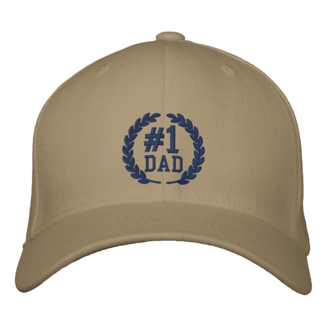 #1 DAD Number One Embroidery Embroidered Baseball Cap (Front)
