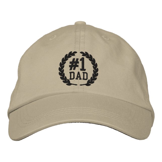 #1 DAD Number One Embroidery Embroidered Baseball Hat (Front)