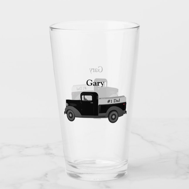 #1 Dad Old Truck Pint Drinking Glasses (Front)