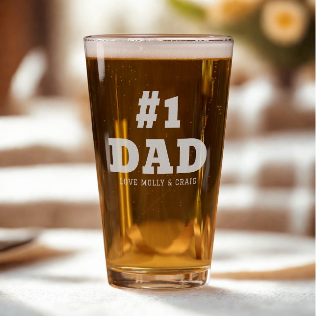 #1 Dad Personalized Name Engraved Father's Day Pint Glass (Creator Uploaded)
