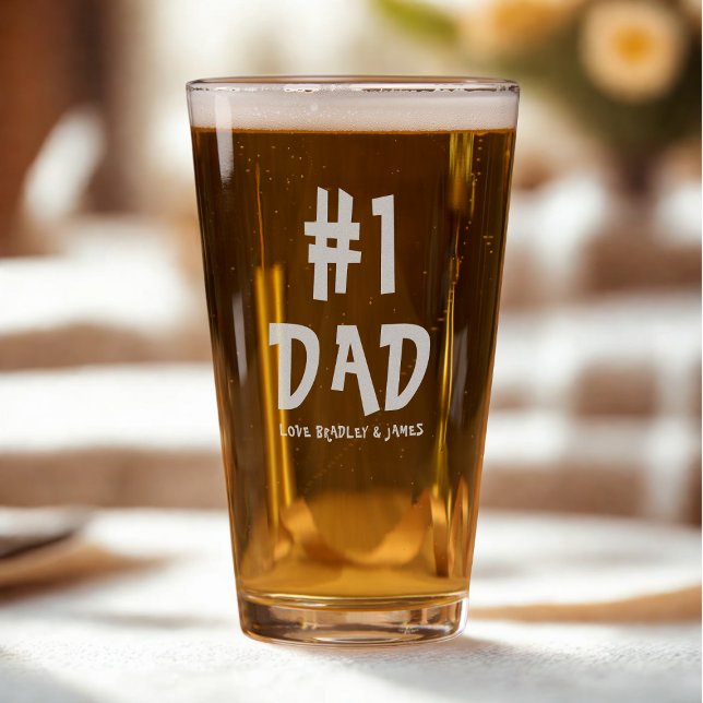 #1 Dad Personalized Name Engraved Father's Day Pint Glass (Creator Uploaded)