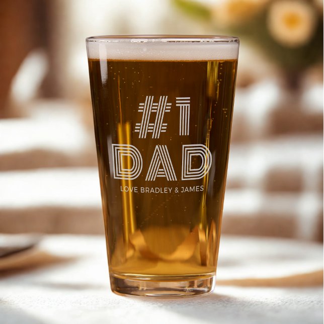 #1 Dad Personalized Name Engraved Father's Day Pint Glass (Creator Uploaded)