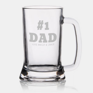 #1 Dad Personalized Name Engraved Father's Day Stein