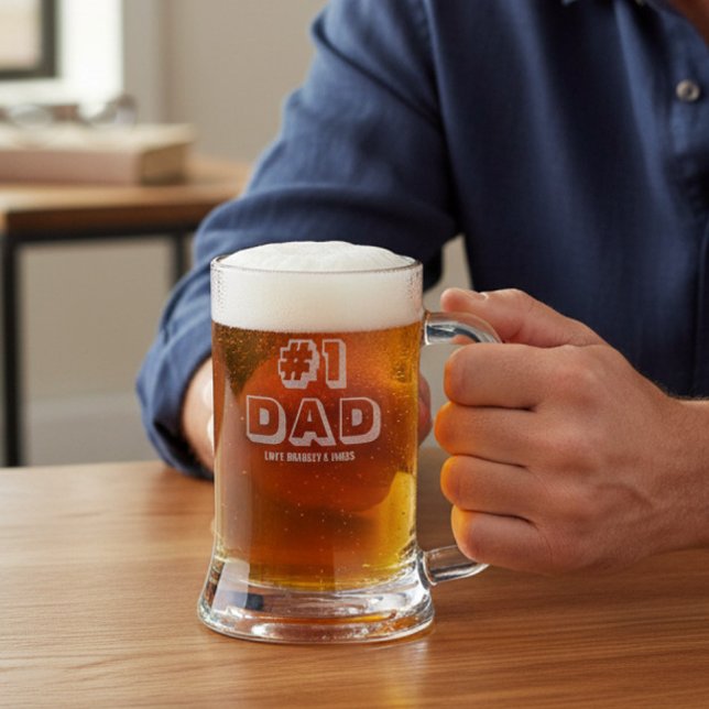 #1 Dad Personalized Name Engraved Father's Day Stein (Creator Uploaded)