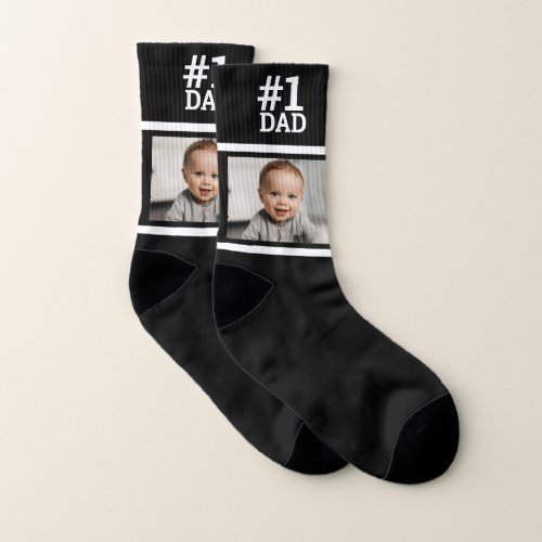 1 Dad Photo Black Socks