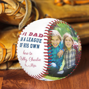 #1 Dad Quote Custom 2 Photo Personalized Baseball