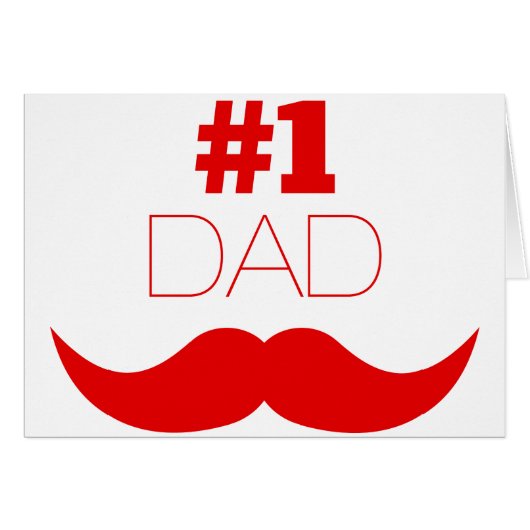#1 Dad Red Mustache - Number One Cards (Front Horizontal)