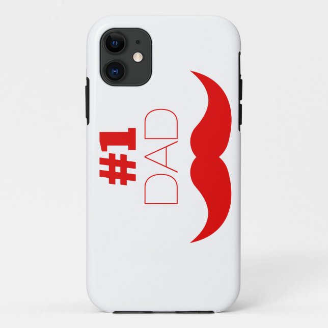 #1 Dad Red Mustache - Number One Case-Mate iPhone Case (Back)