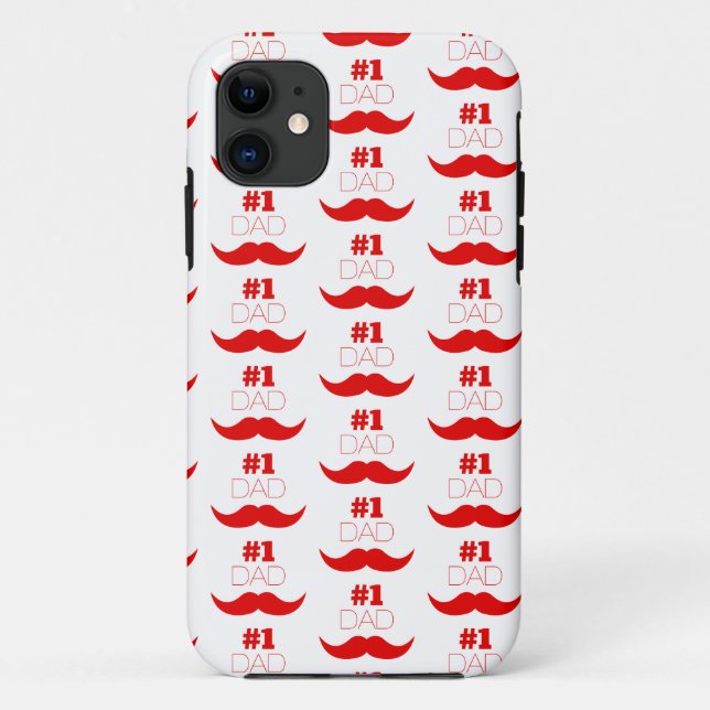 #1 Dad Red Mustache - Number One Case-Mate iPhone Case (Back)