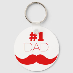 #1 Dad Red Mustache - Number One Keychain