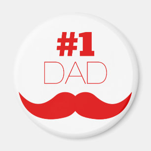 #1 Dad Red Mustache - Number One Magnet