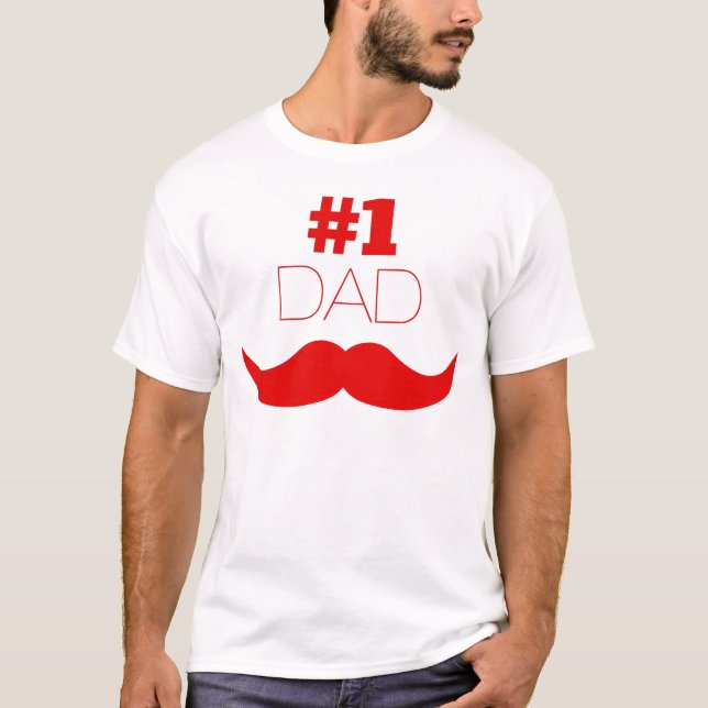 #1 Dad Red Mustache - Number One T-Shirt (Front)