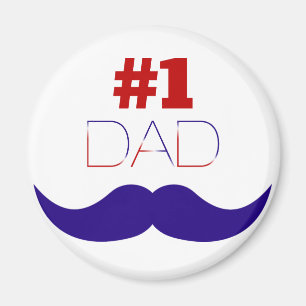 #1 Dad Red White and Blue Mustache - Number One Magnet