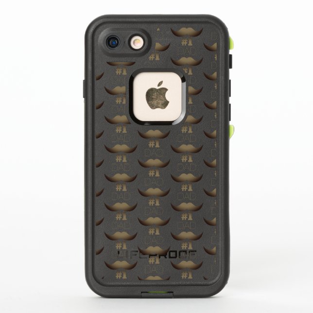 #1 Dad Rustic Gold Mustache - Number One LifeProof iPhone Case (Back)