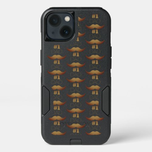 1 Dad Rustic Gold Mustache _ Number One iPhone 13 Case