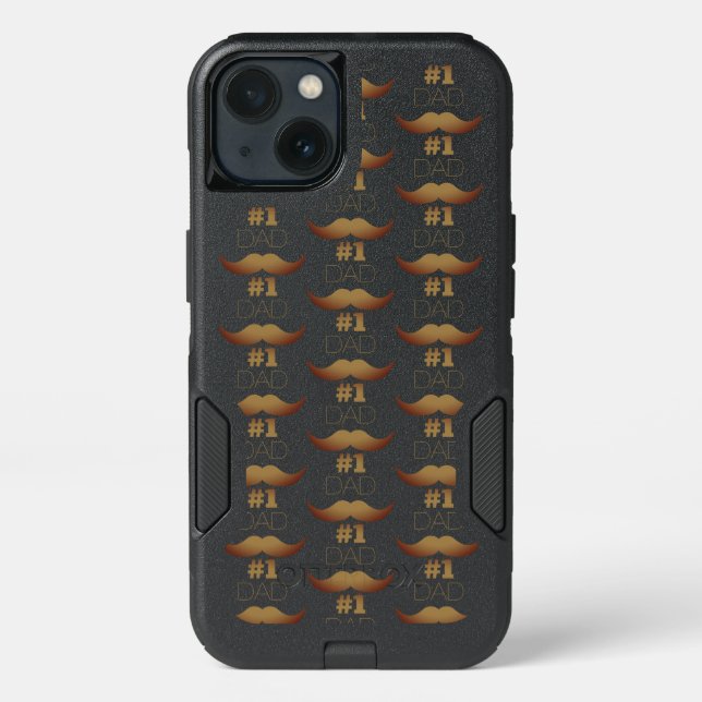 #1 Dad Rustic Gold Mustache - Number One Otterbox iPhone Case (Back)