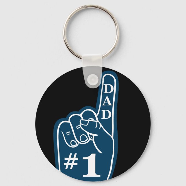 #1 Dad Sports Fan Hand in Navy Keychain (Front)