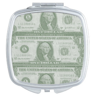 1 Dollar Bill Square Compact Mirror