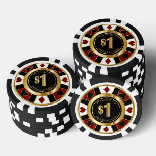 $1 Dollar Casino Poker Chip Las Vegas - Red / Gold