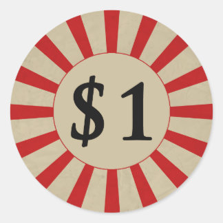 $1 (Dollar) Round Glossy Price Tag