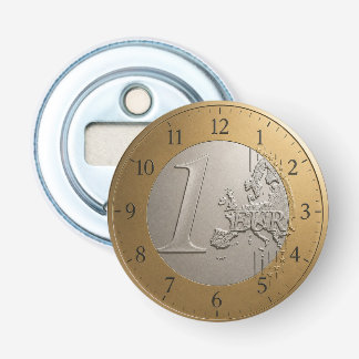 1 Euro Coin Golden Metallic European Map Art Bottle Opener