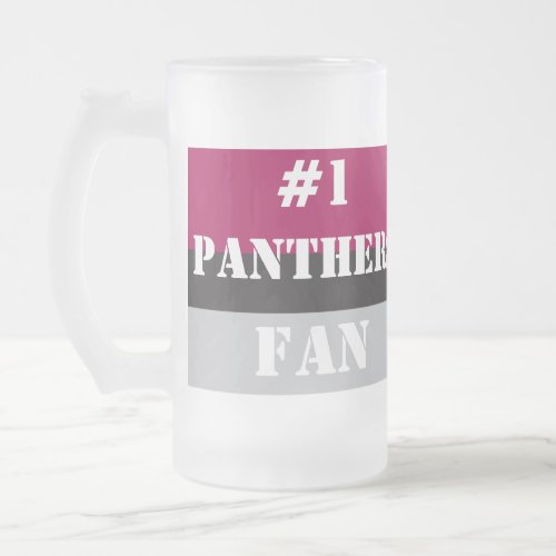 1 Fan Cherry Black and Silver Frosted Glass Beer Mug