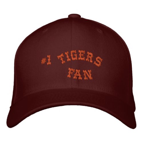 1 Fan Maroon and Burnt Orange Basic Flexfit Wool Embroidered Baseball Cap