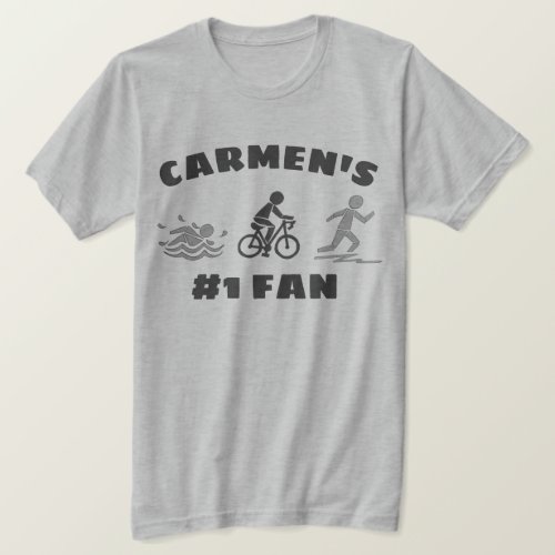 1 Fan Personalized Triathlon Ironman Race Athlete T_Shirt