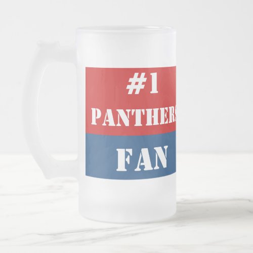 1 Fan Red and Navy Frosted Glass Beer Mug