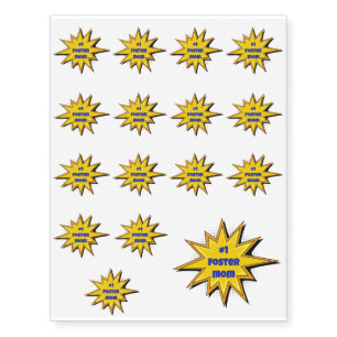 #1 Foster Mom Super Hero Design Temporary Tattoos