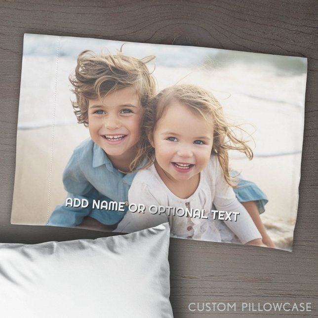 1 Full Photo and Text - Horizontal Landscape Pillow Case (Custom Pillowcase with Photo Collage)