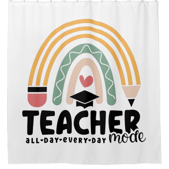 1- Funny Teacher Mode Teaching Gift for Teacher Shower Curtain (Front)