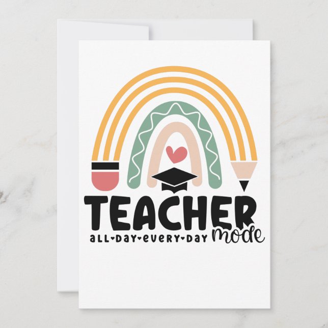 1- Funny Teacher Mode Teaching Gift for Teacher Thank You Card (Front)