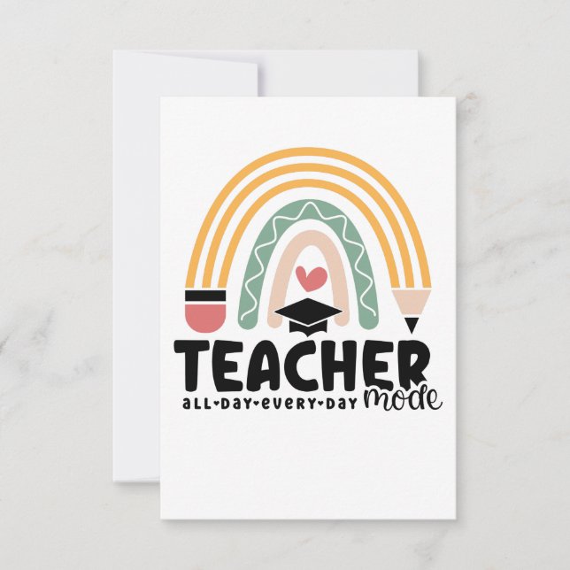 1- Funny Teacher Mode Teaching Gift for Teacher Thank You Card (Front)